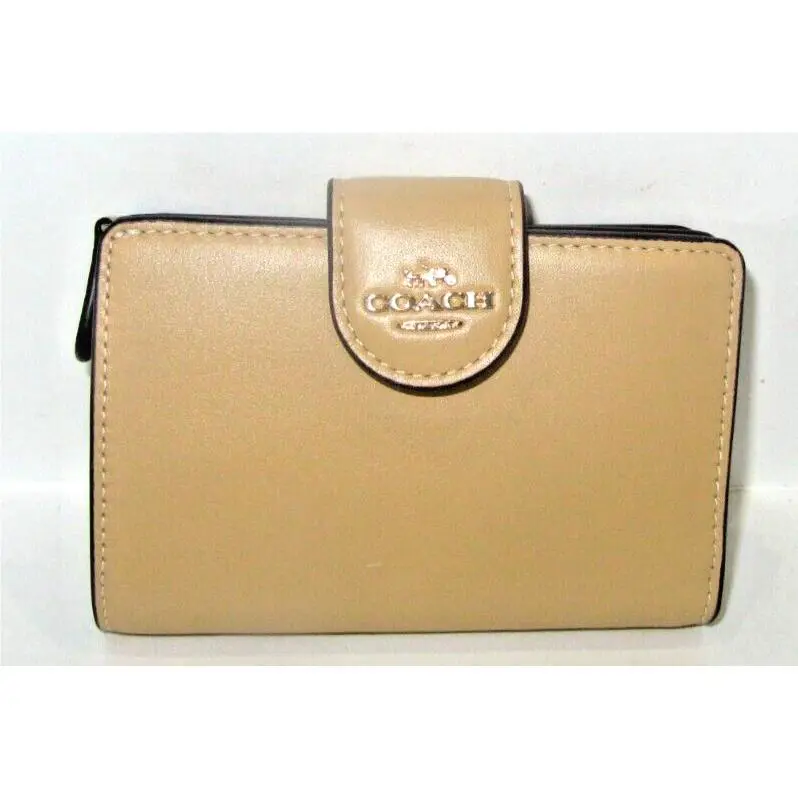 Coach CR791 Tan Smooth Leather Medium Corner Zip Wallet