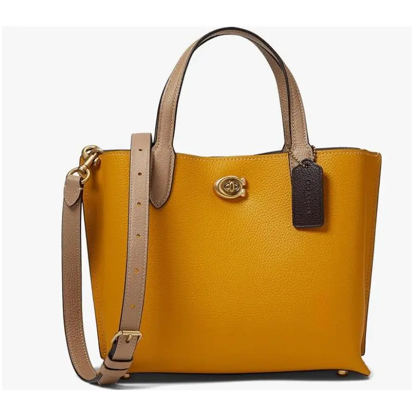 Coach Colorblock Leather Willow Tote 24 Satchel/shoulder Yellow Gold Multi