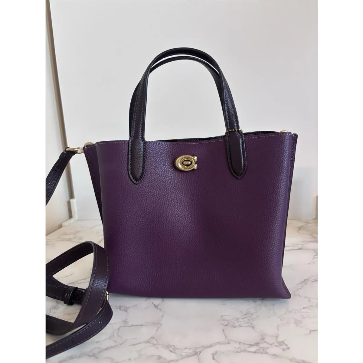 Coach Willow Tote 24 Crossbody Leather Deep Berry Purple C8561