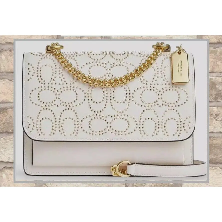 Coach Klare CX260 Sig Rivets Conv. Satchel X-body Bag In Chalk Leather Gold