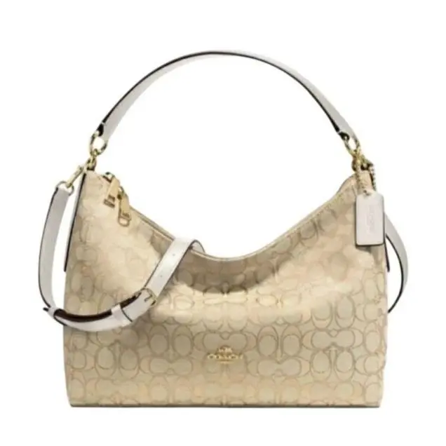 F58284 Outline Signature East West Celeste Hobo Bag Purse Beige White by Coach