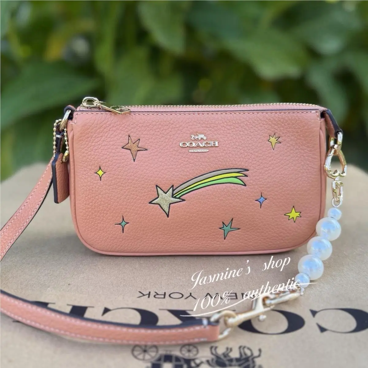 Coach CU470 X Observed By Us Nolita 19 Faded Orange Leather with Star Print