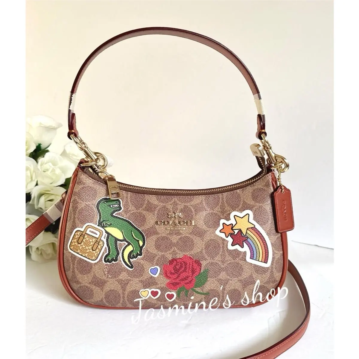 Teri Shoulder Bag In Signature Canvas with Sticker Print CV939 by Coach