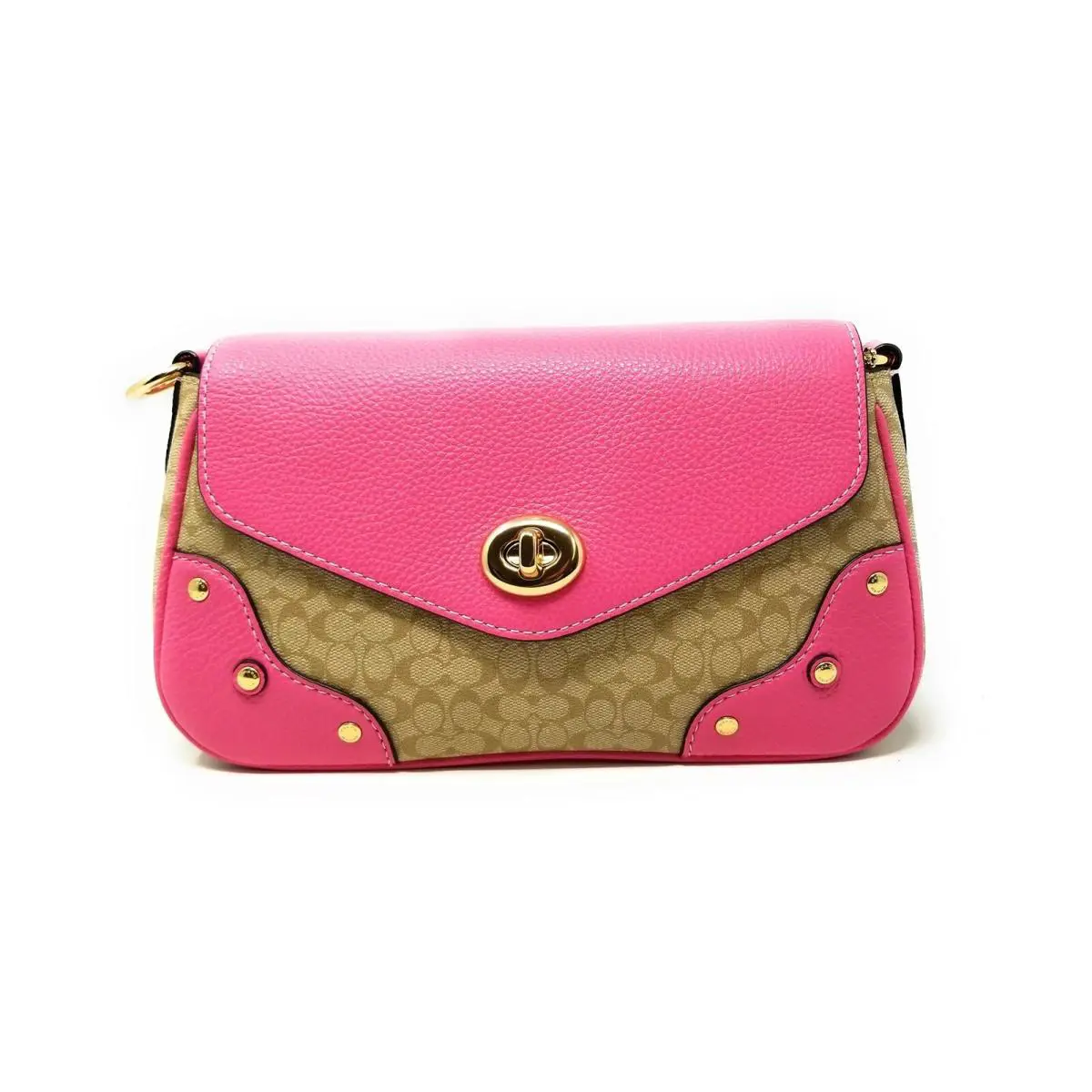 Coach Women`s Millie Shoulder Bag In Colorblock Signature Canvas Im/khaki/petuni