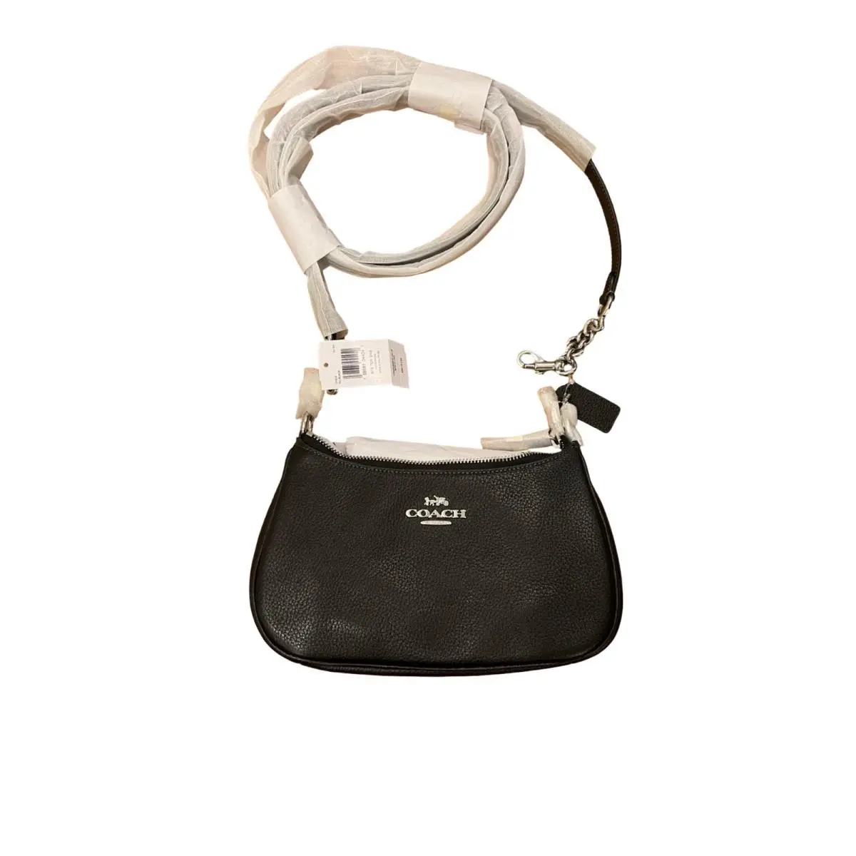 Teri Hobo Shoulder Bag Black Pebbled Leather Silver Hardware CV934 by Coach