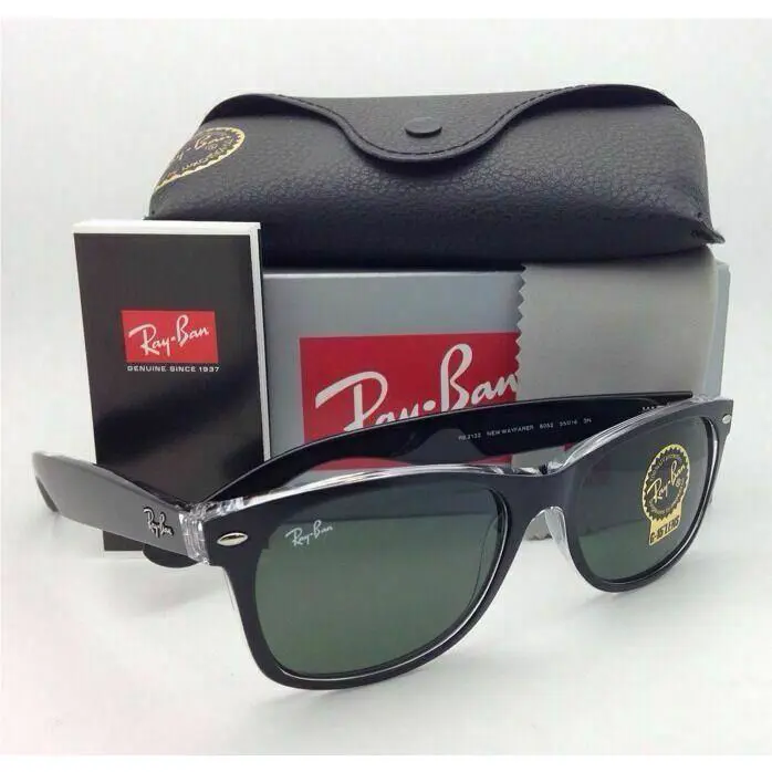 Ray-ban Sunglasses RB 2132 6052 58-18 Wayfarer Black on Clear W/green Lenses