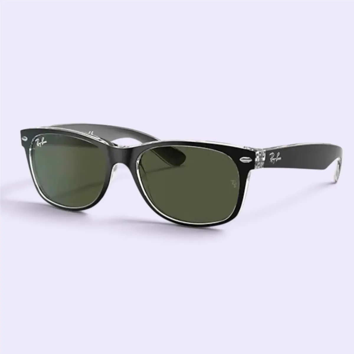 Ray-ban RB2132 6052 58-18 Sunglasses Wayfarer Black / Clear G15 Green Lenses by Ray-Ban
