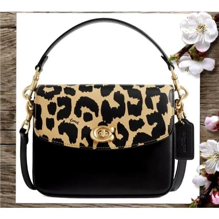 Coach Cassie 19 CM571 Chain Satchel Crossbody Handbag In Leopard Multi Brass