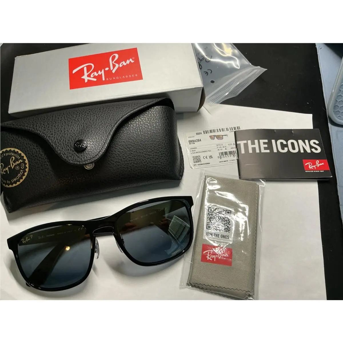 Ray Ban RB4264 Polarized 601/J0 Black Frame Lens Blue Mirror Gold Gradient by Ray-Ban