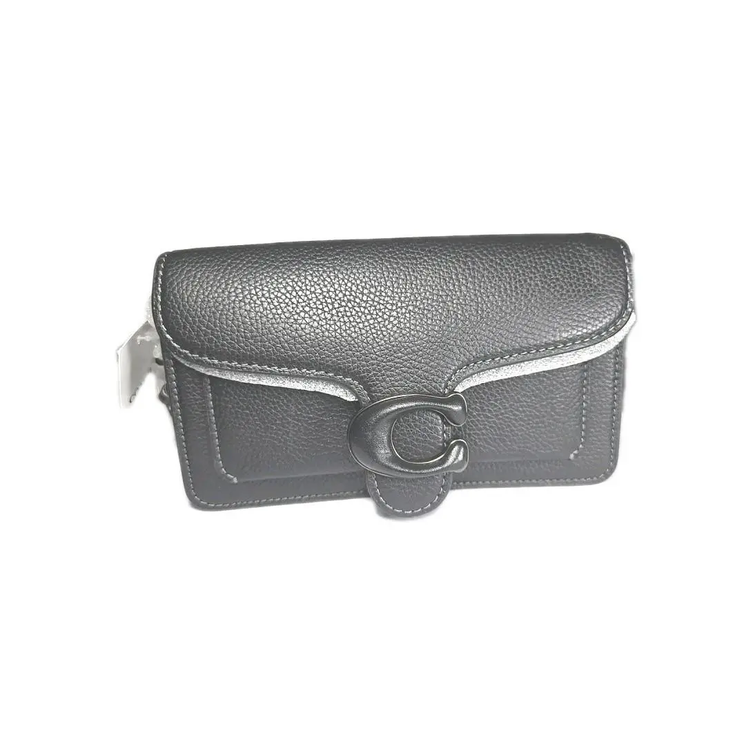 Coach Shoulder Bag Leather Black Pebbeled CJ925