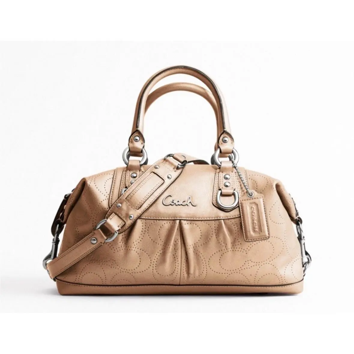 Coach Ashley Perforated Leather Satchel Gold/silver F17130 Below Retail