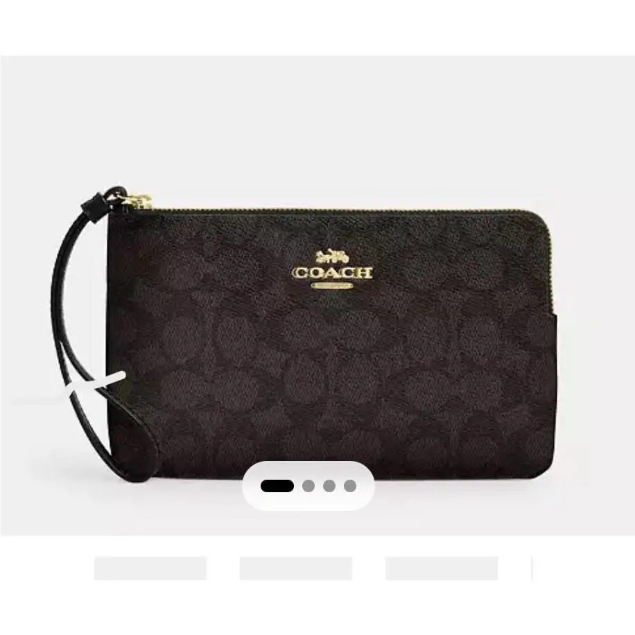 Coach Signature Pvc Double Corner Zip Wristlet Wallet Brown/black F87591 - Handle/Strap: Brown, Exterior: Brown, Lining: Brown