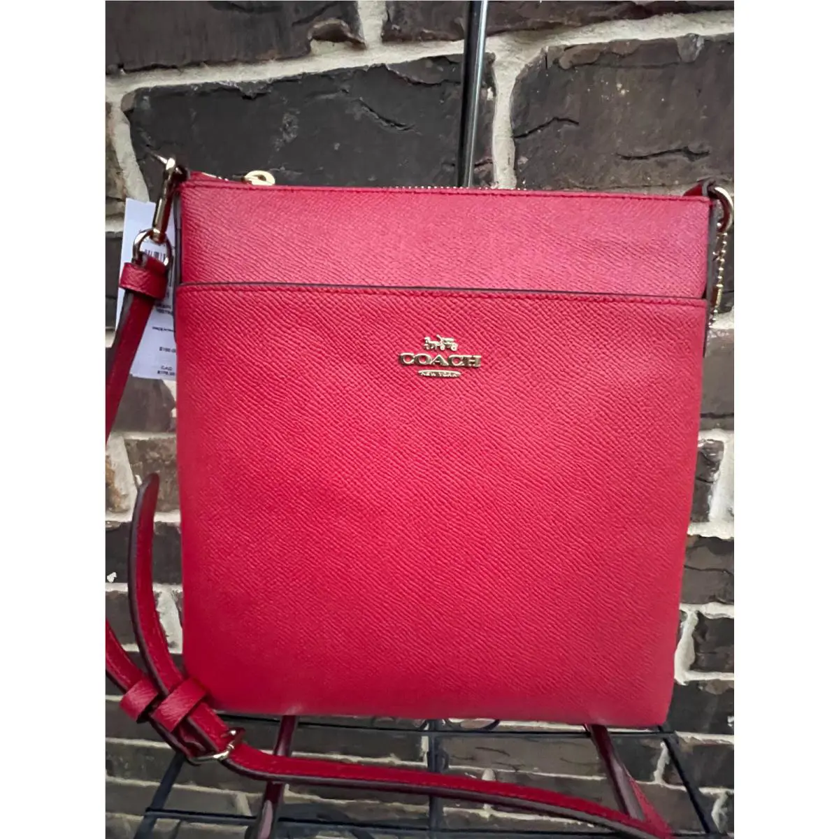 Coach Kitt 41320 Crossbody Crossgrain Leather Red Apple