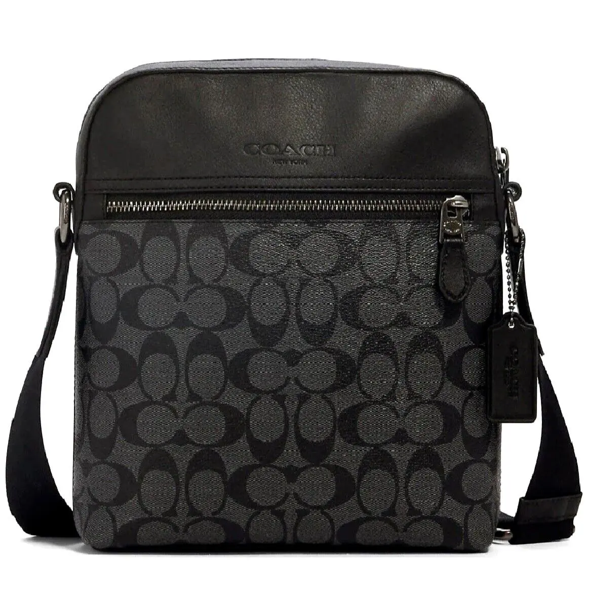 Coach Men`s Houston Flight 4010 Messenger Bag Charcoal/black Sig CC Leather