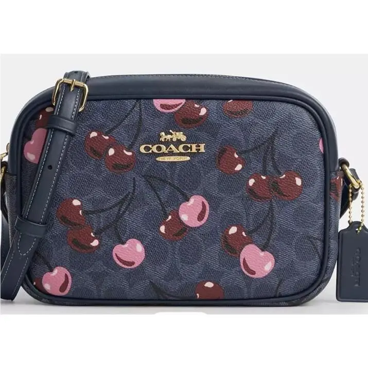 Coach CZ77 Jamie Camera Bag in Signature Canvas Leather with Cherry Print
