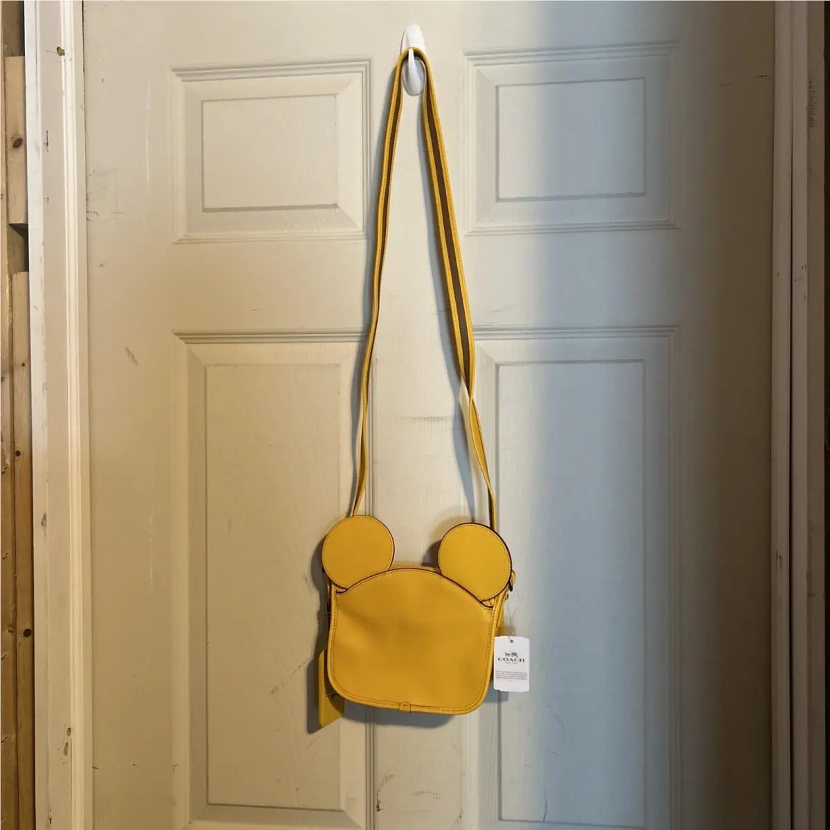 Coach Patricia Saddle In Glove Calf Leather with Mickey Ears F59369