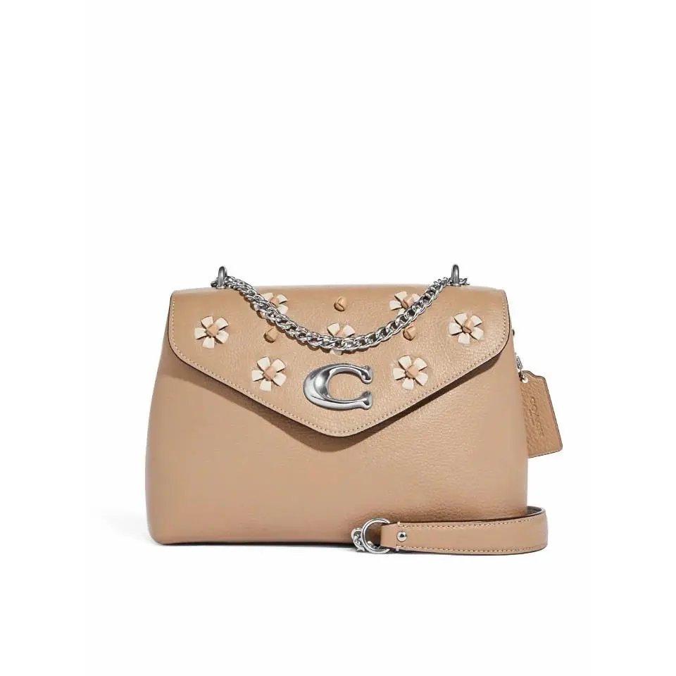 Coach CA146 Tammie Shoulder Pebbled Leather IN Taupe/multi