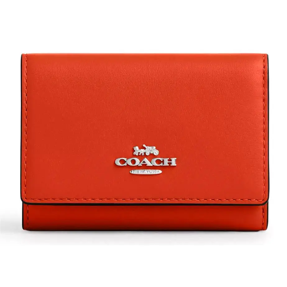 Coach Micro Snap Wallet - CR799 Deep Orange Refined Calf Leather