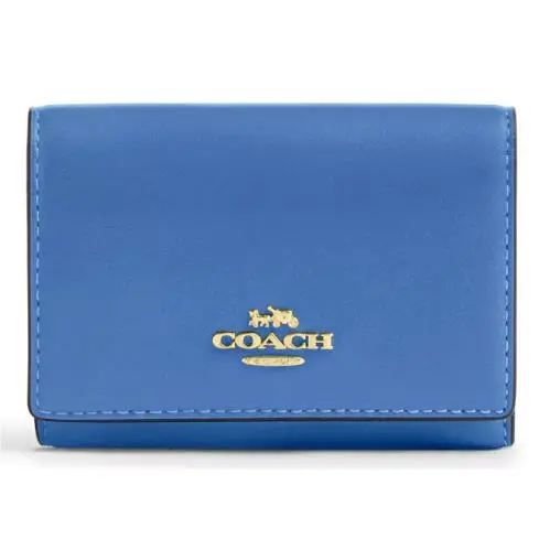 Coach Micro Snap Wallet - CR799 Pacific Bright Mine Blue Calf Leather