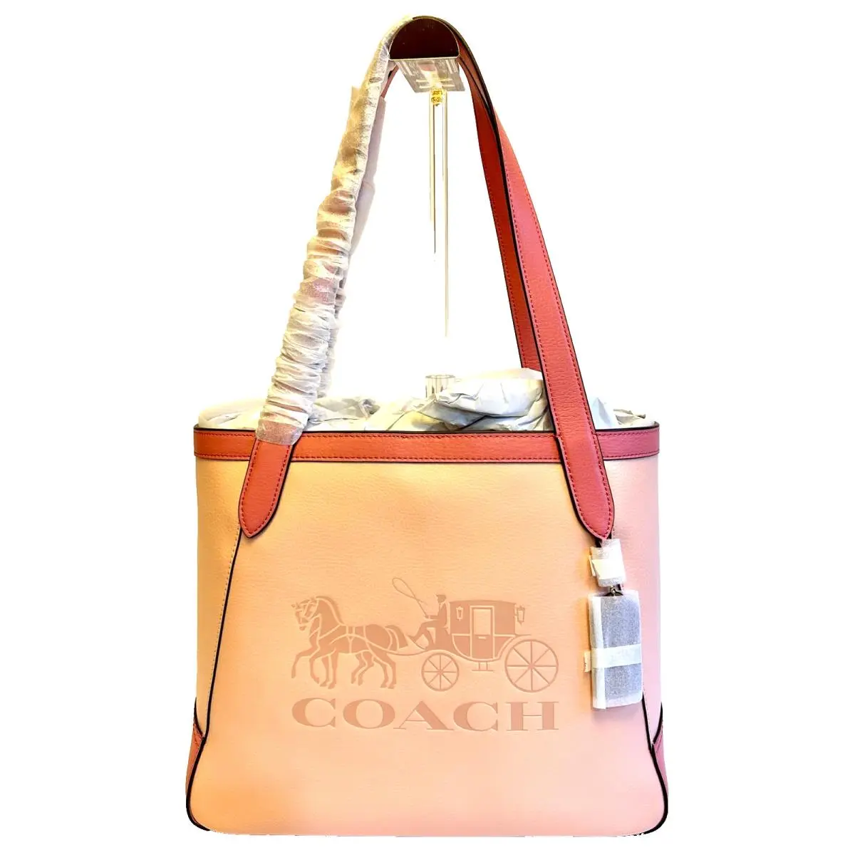 Coach Leather Tote W/ Horse Carriage In Faded Blush/multi C5676