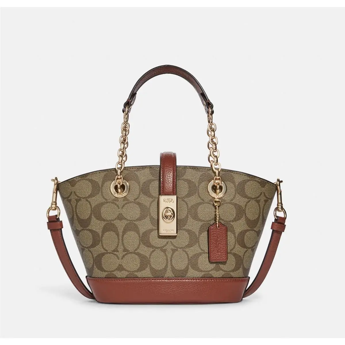 Coach Lane Bucket Bag In Signature Canvas Gold/khaki Multi