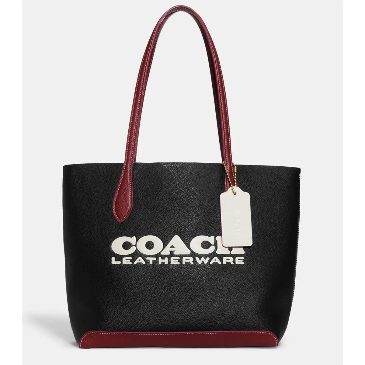 Coach Colorblock Leather Kia Logo Tote Bag Black/red/white CE734