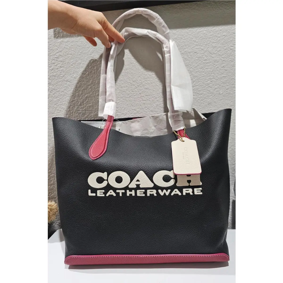 CE734 Colorblock Leather Kia  Logo Tote Bag by Coach