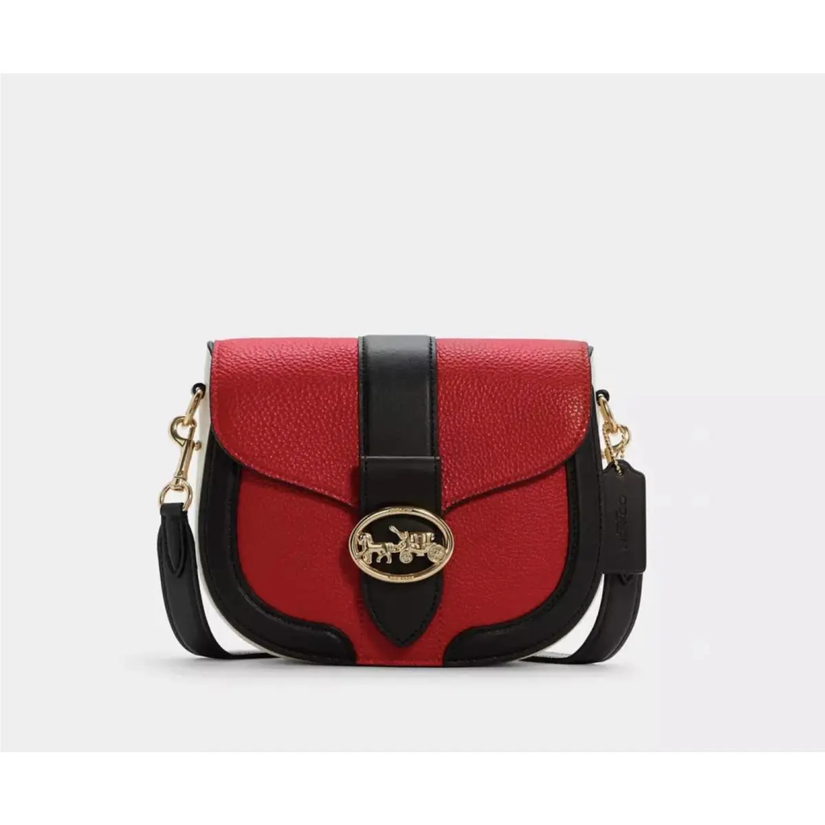 Coach Georgie Saddle Bag in Colorblock Gold/bright Poppy Multi C3596