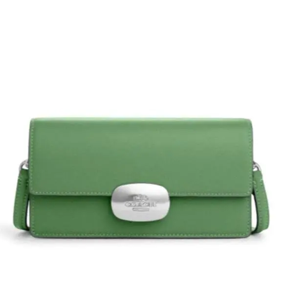CP045 Small Eliza Flap Crossbody Leather Soft Green by Coach