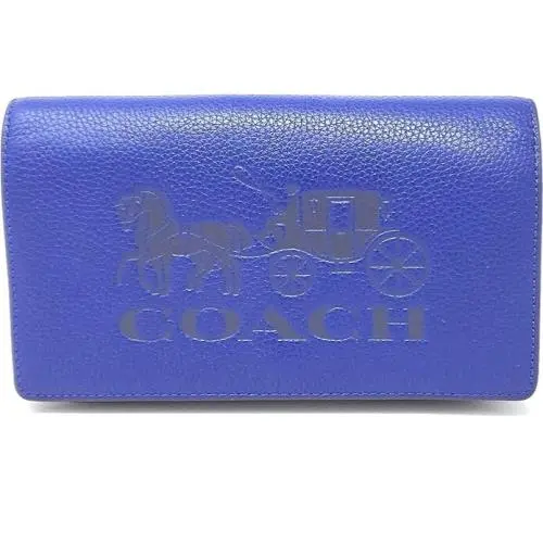Coach Anna Fold Over Clutch Crossbody Horse Carriage Sport Blue C7416