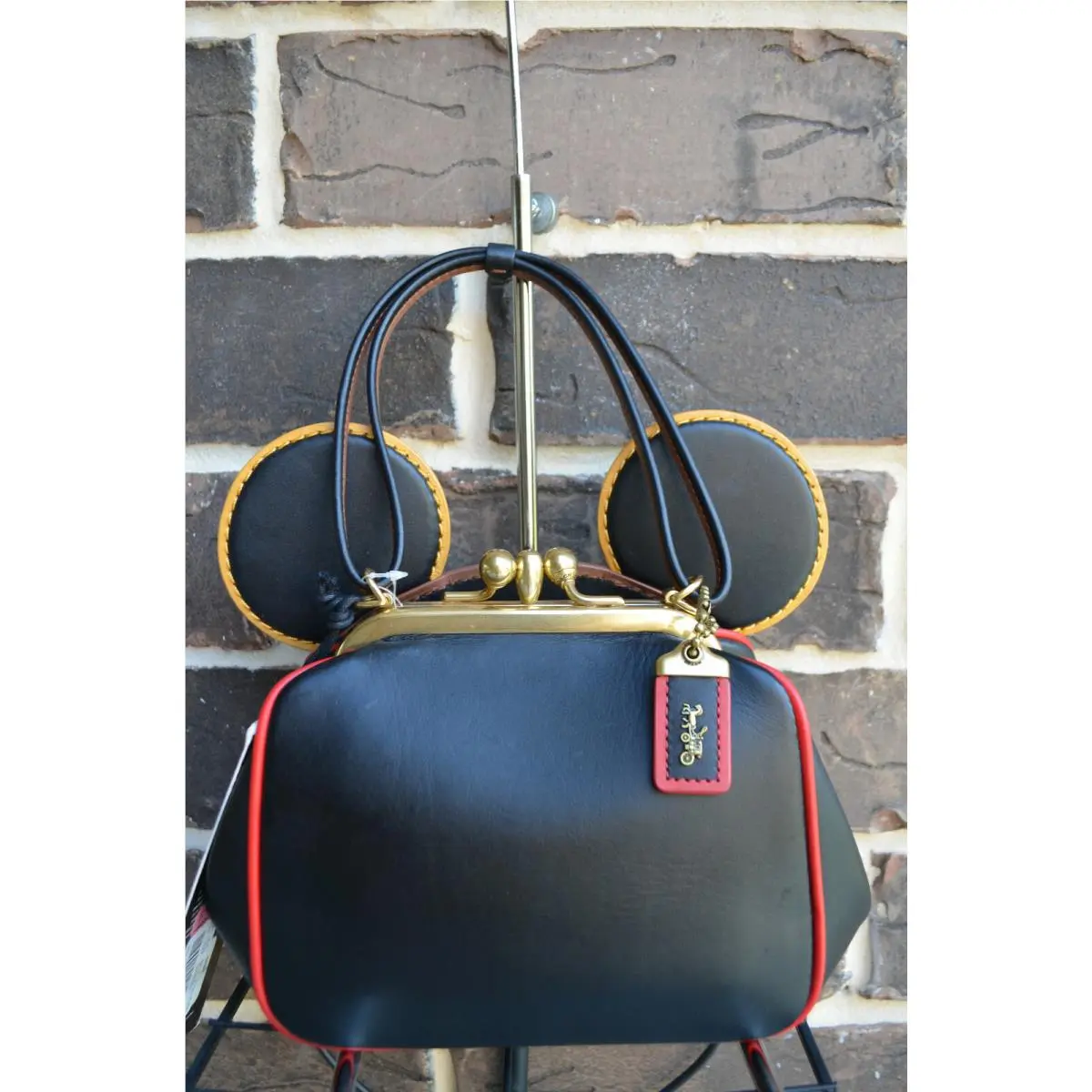 Disney Mickey Mouse x Keith Haring Kisslock Satchel Black by Coach