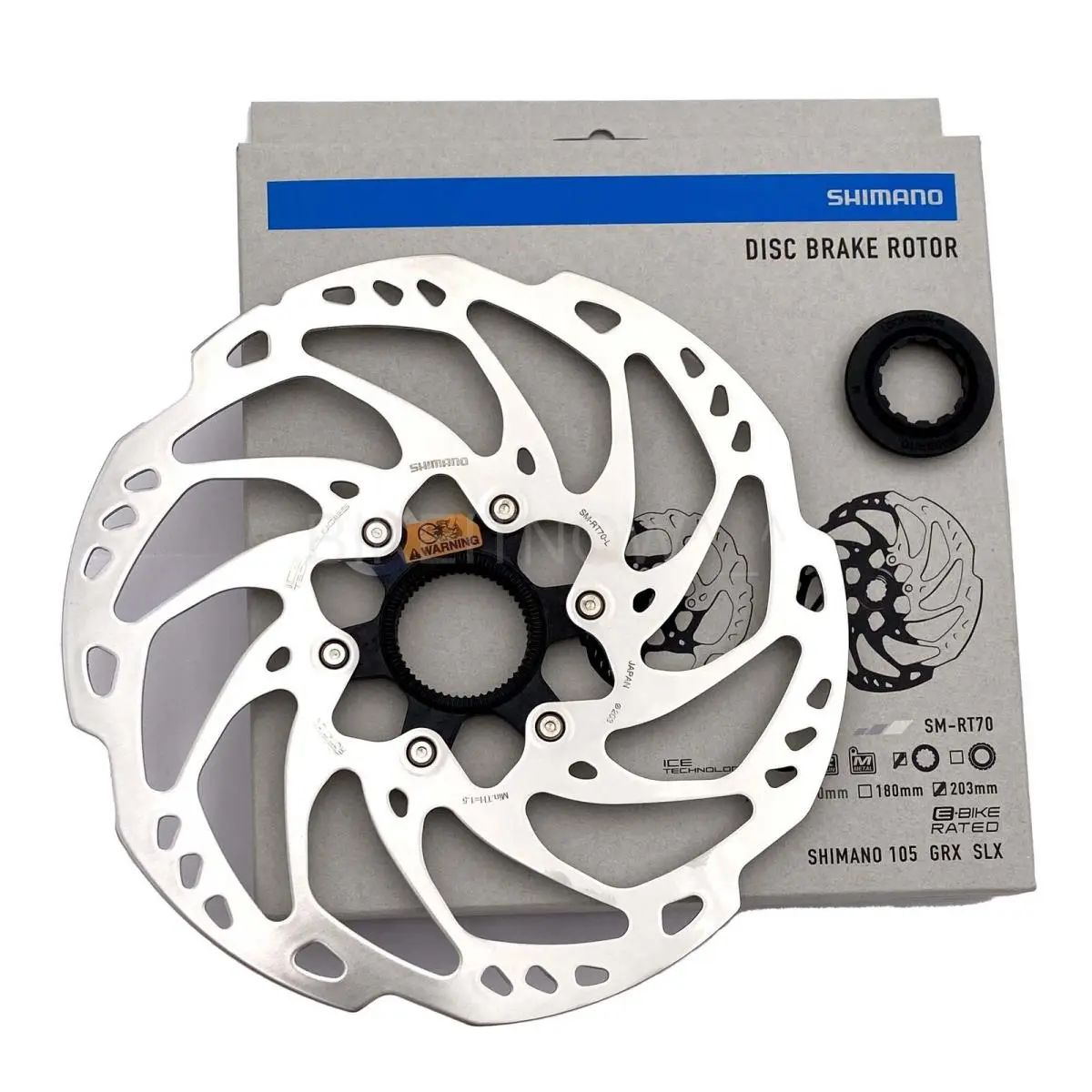 Shimano 203mm 105/GRX/SLX SM-RT70 Disc Brake Rotor Centerlock +lockring Ice-tech