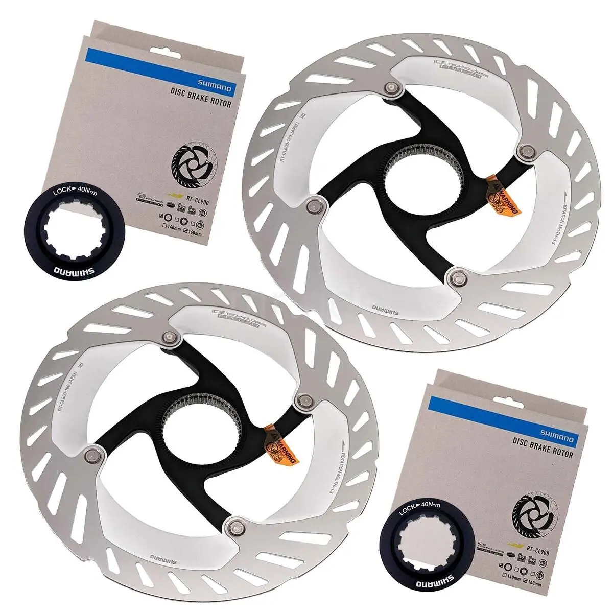 Center Lock Disc Rotors 160mm - Shimano Grx RT-CL800 Pair Ice Tech Cooling