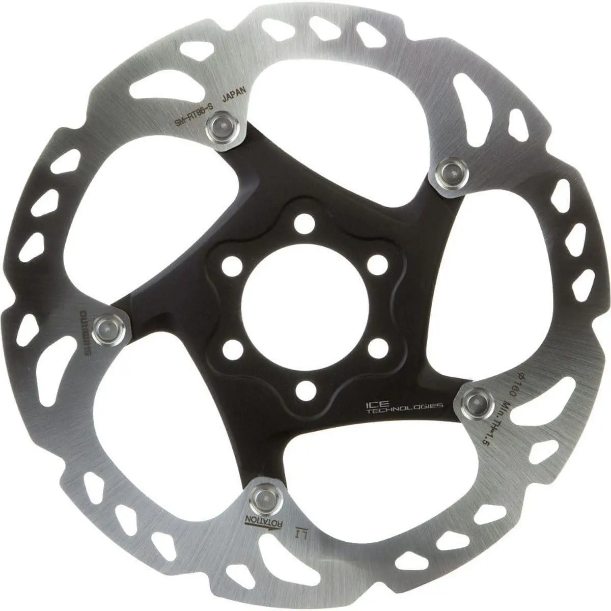 Shimano Deore XT SM-RT86-M2 Disc Brake Rotor - 180mm 6-Bolt Silver/black