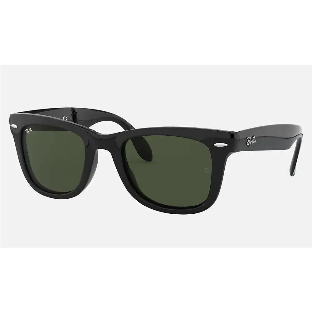 Ray-ban Wayfarer Folding Classic Polished Black/G-15 Green 54 mm Sunglasses - Frame: Polished Black, Lens: Green