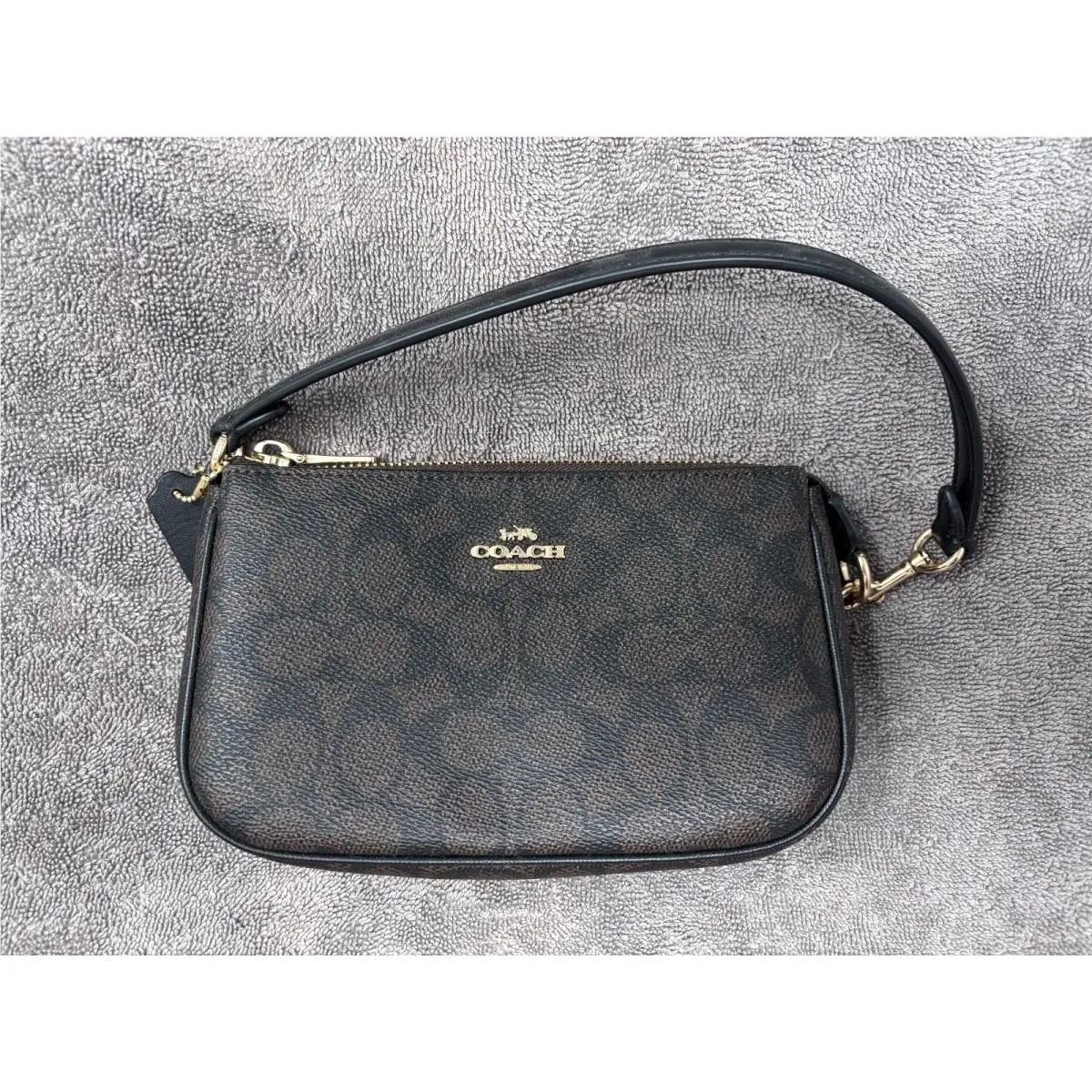 Coach Nolita 19 Signature Canvas Wristlet Shoulder Bag Gold/walnut/black CW426 - Handle/Strap: Black, Hardware: Gold, Exterior: Walnut