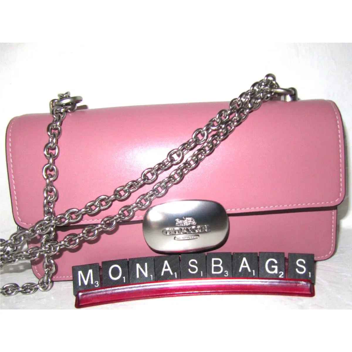 Coach CP008 Eliza True Pink Smooth Leather Crossbody Handbag