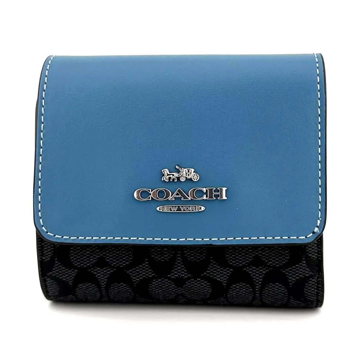 Trifold Signature Small Wallet Graphite Micro Light Mist CF369 by Coach