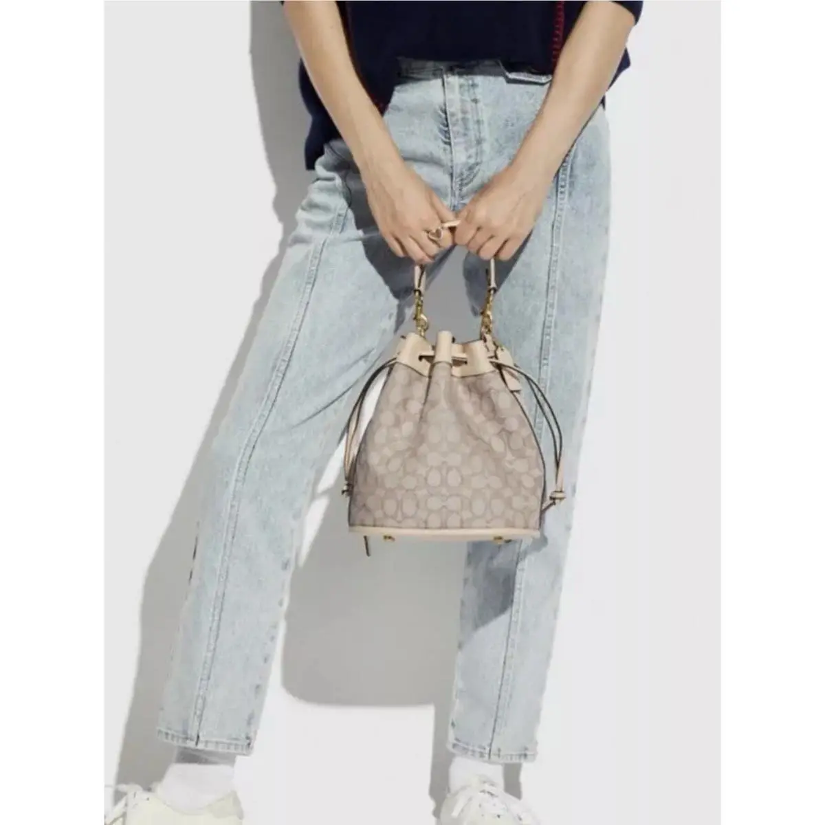 Field Bucket Signature Jacquard Leather Ivory C3853 by Coach