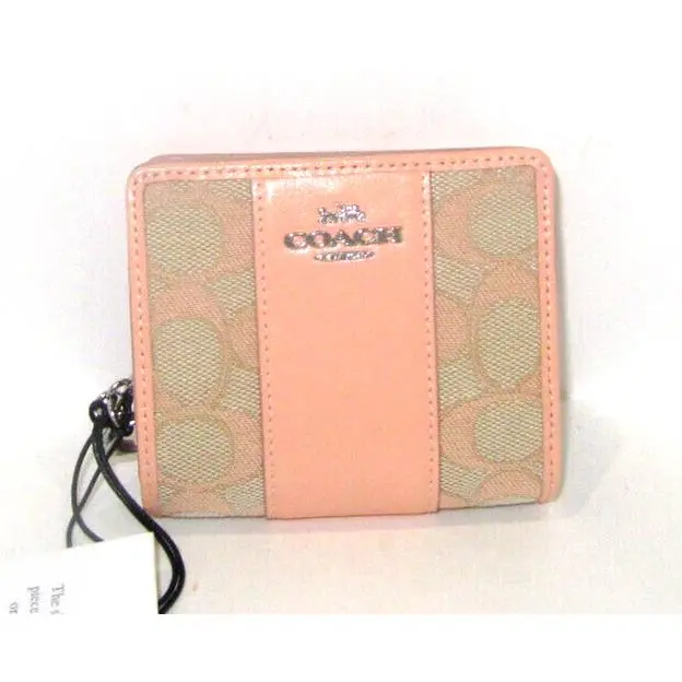 Coach CT980 Snap Wallet Faded Blush Signature Center Stripe