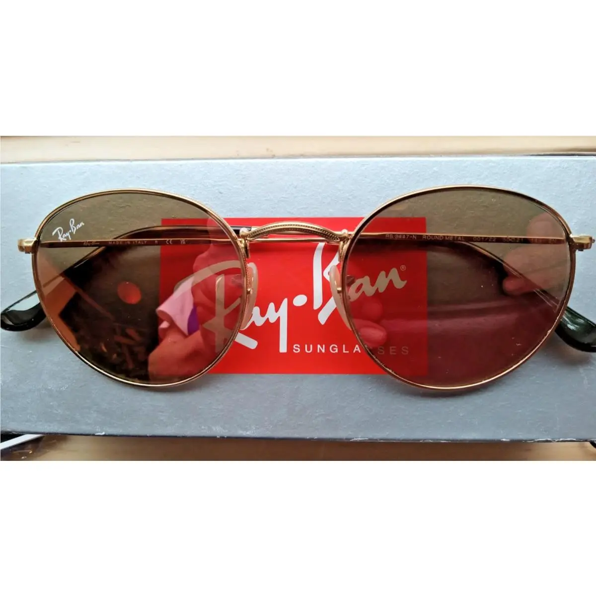 Ray-ban RB3449 Classic Aviator 58mm Sunglasses Shiny Gold/gradient Brown+carekit