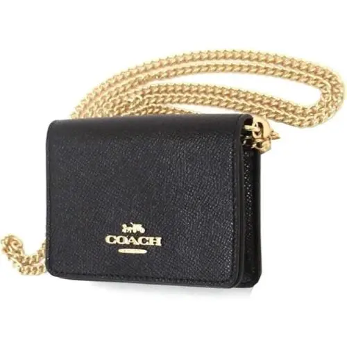 Coach Mini Leather Wallet On a Chain Black C0059