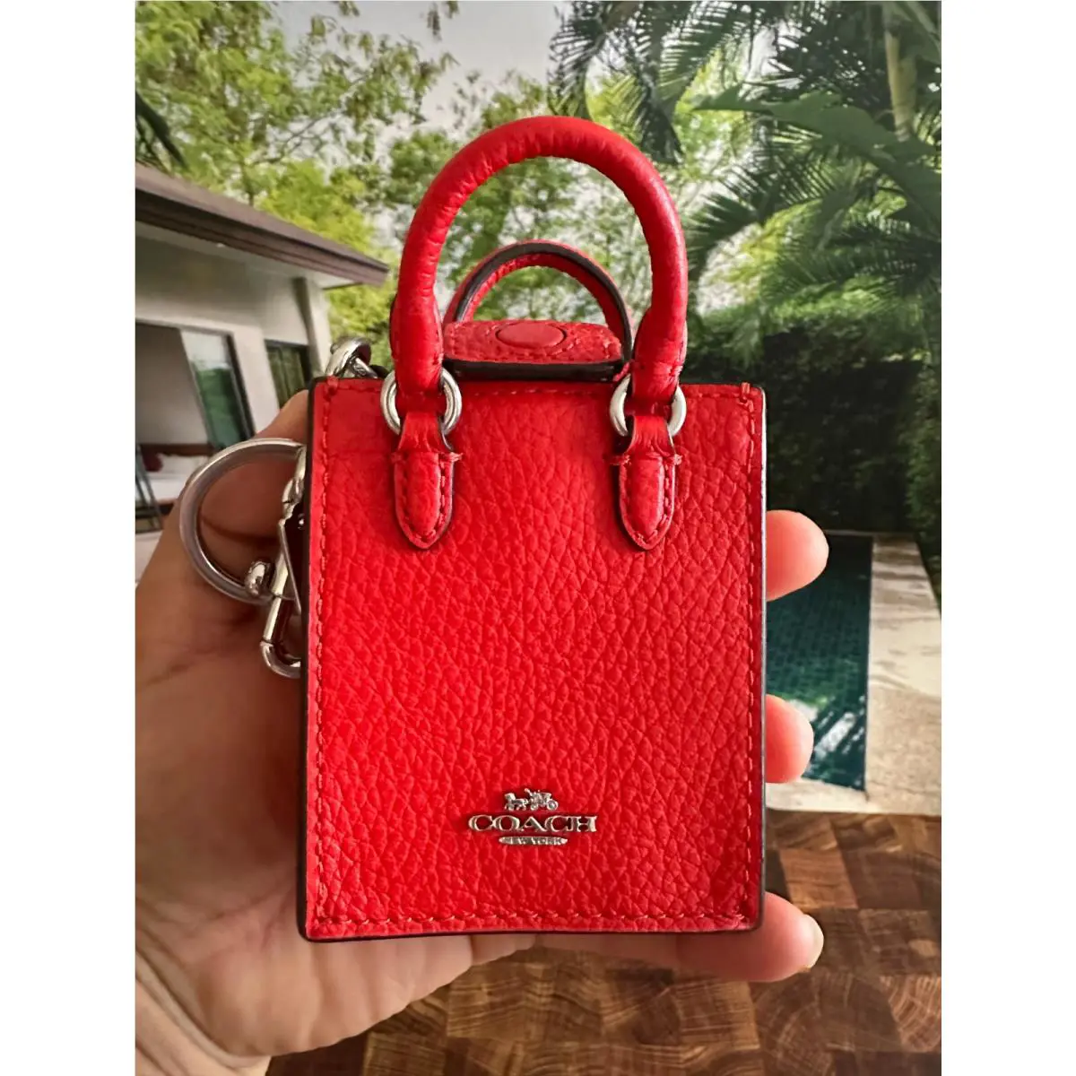 Coach North South Mini Tote Leather Bag Charm Keychain CU280