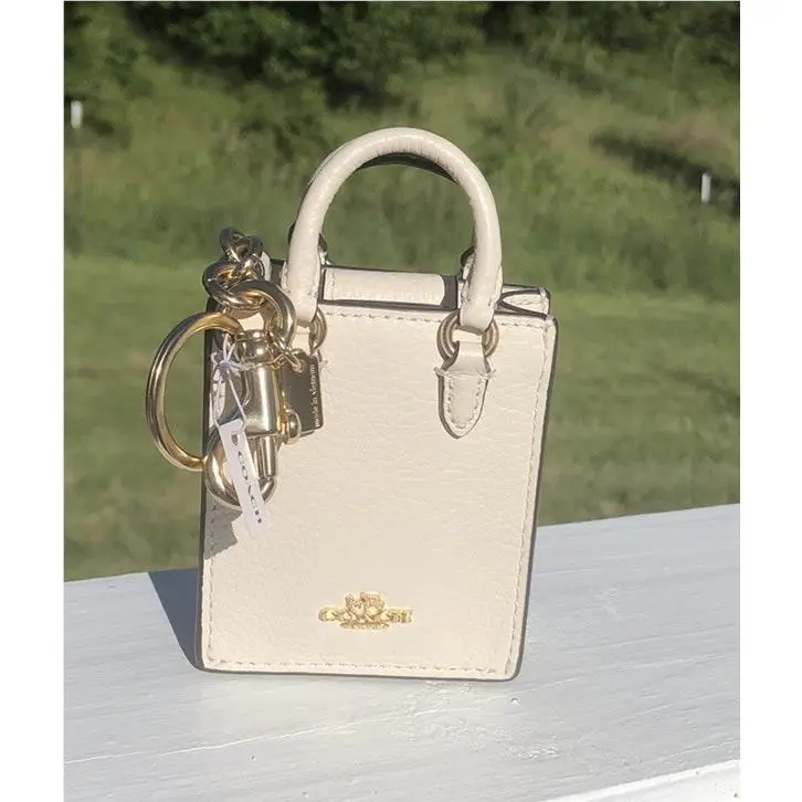 Coach North South Mini Tote Leather Bag Charm Keychain CU280