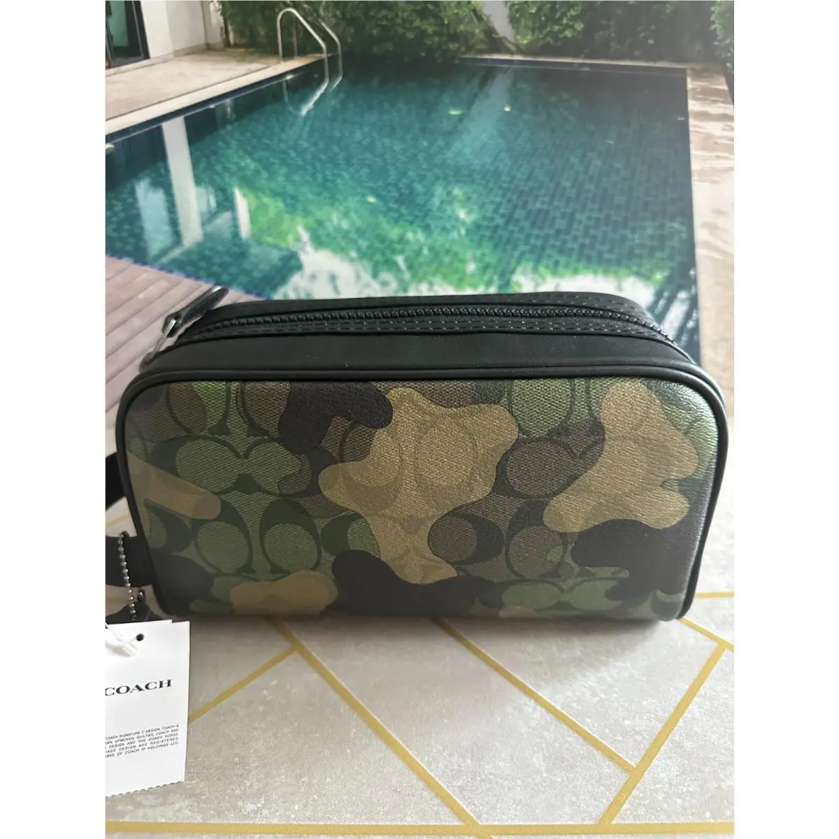 Coach Small Travel Kit In Camo Green Multi CM034