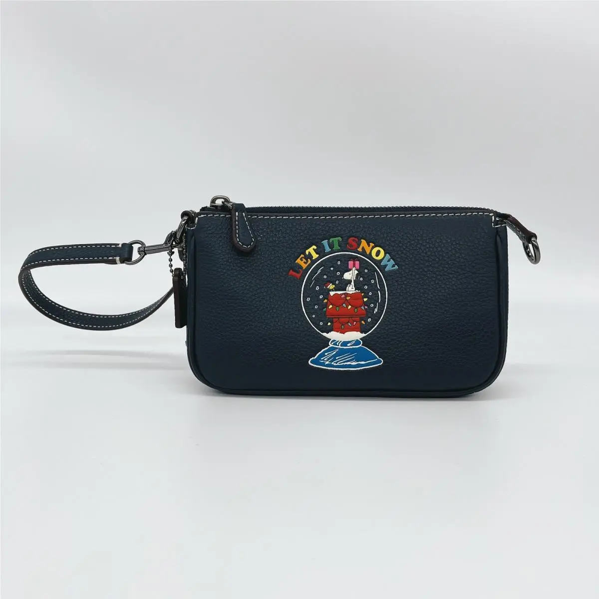 Coach X Peanuts CE859 Nolita 19 with Snoopy Let It Snow Motif Wristlet