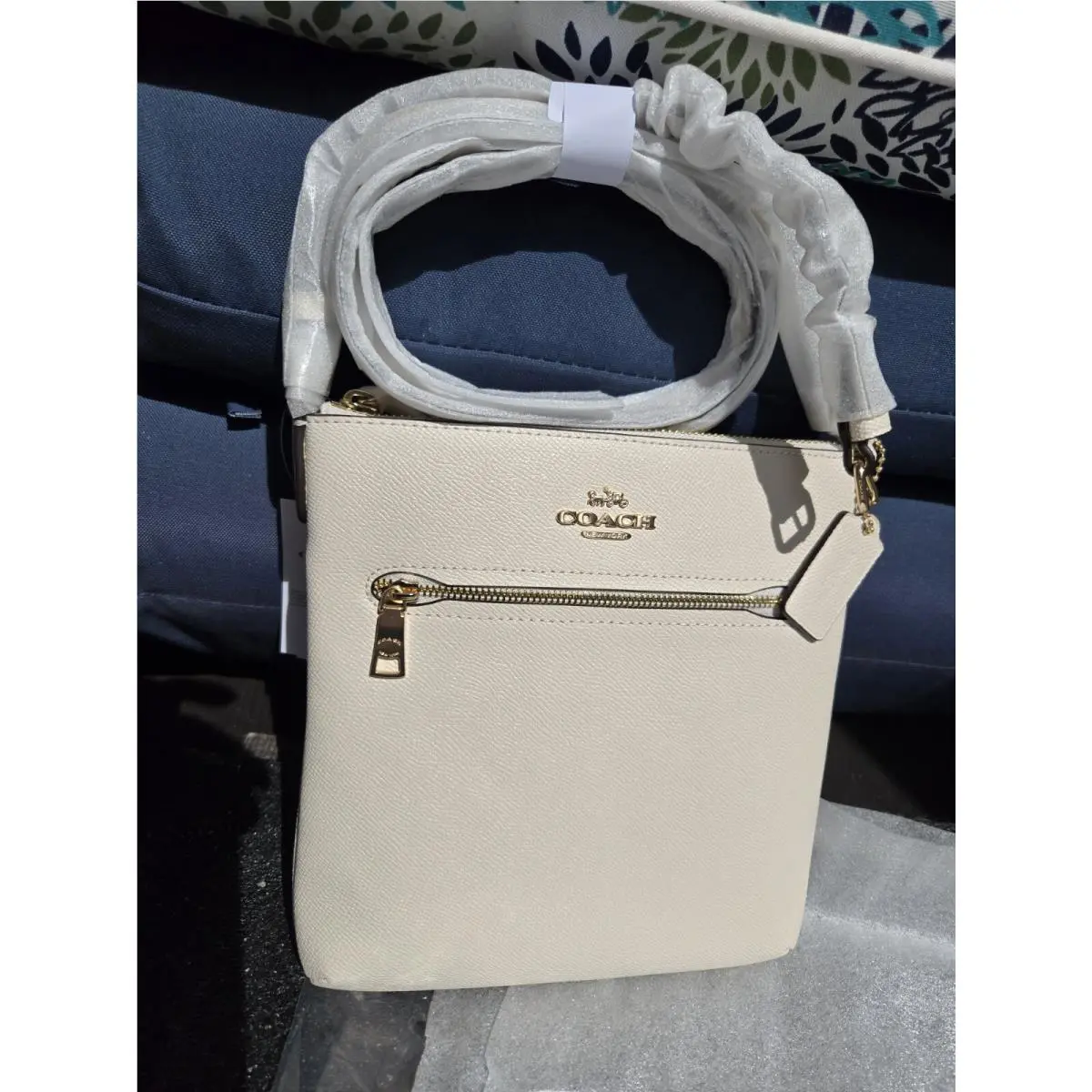 Coach CV405 Mini Rowan File Leather Bag Chalk Gold Hardware