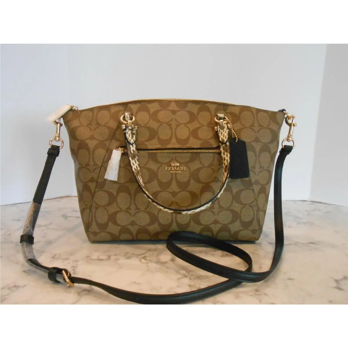 Coach C24923 Signature Prairie Satchel in Signature Canvas Khaki/black/multi