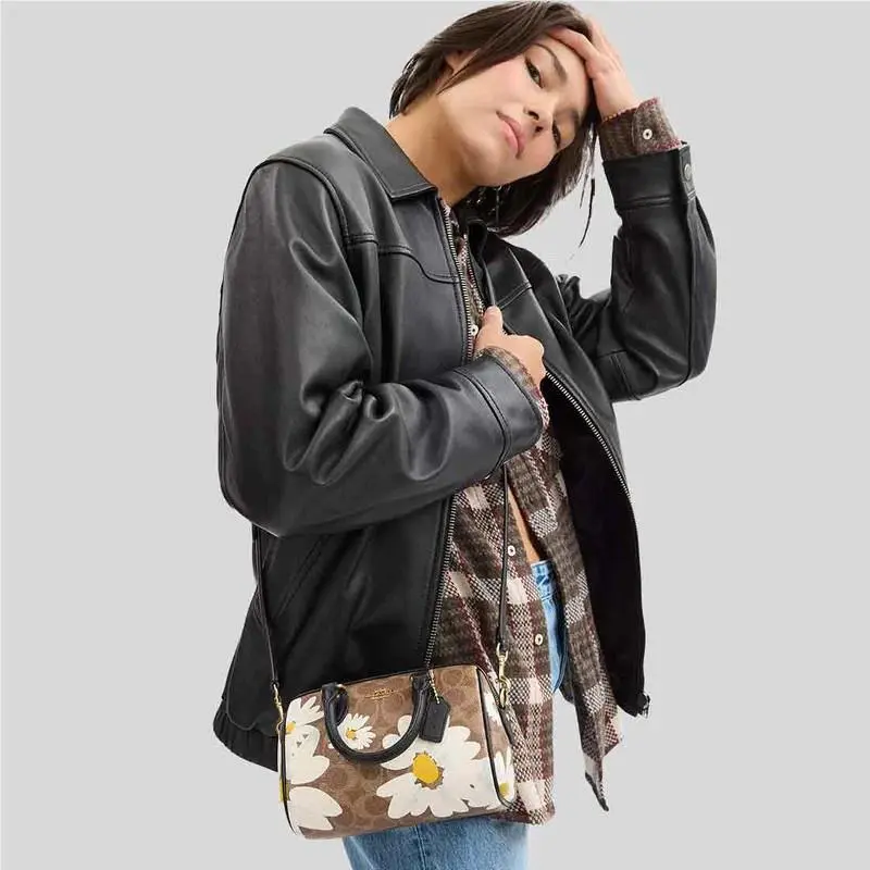 Coach CZ596 Mini Rowan Crossbody Bag In Signature Canvas Leather Floral Print