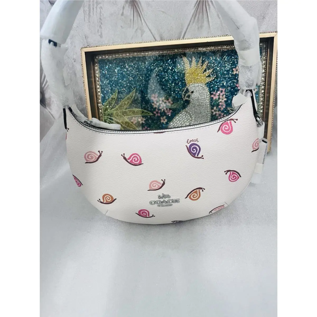 Coach Mini Payton Hobo Snail Print Shoulder Bag Purse CV275